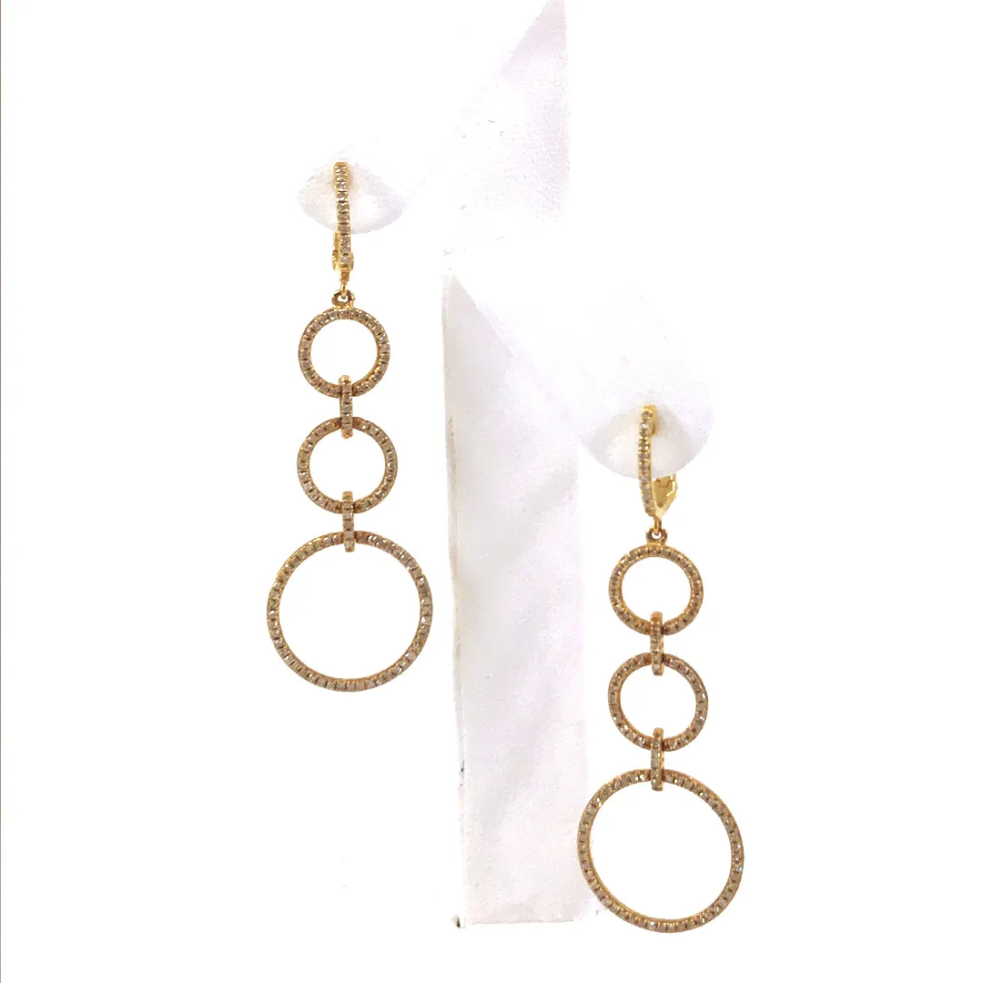 Rectangular Trinket Minimalist Piece 18K Gold Circles Earrings