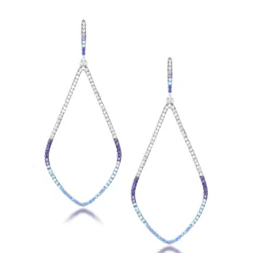 Comfortable Piece Polygonal Decoration Sterling Silver Teardrop Colorful Earrings