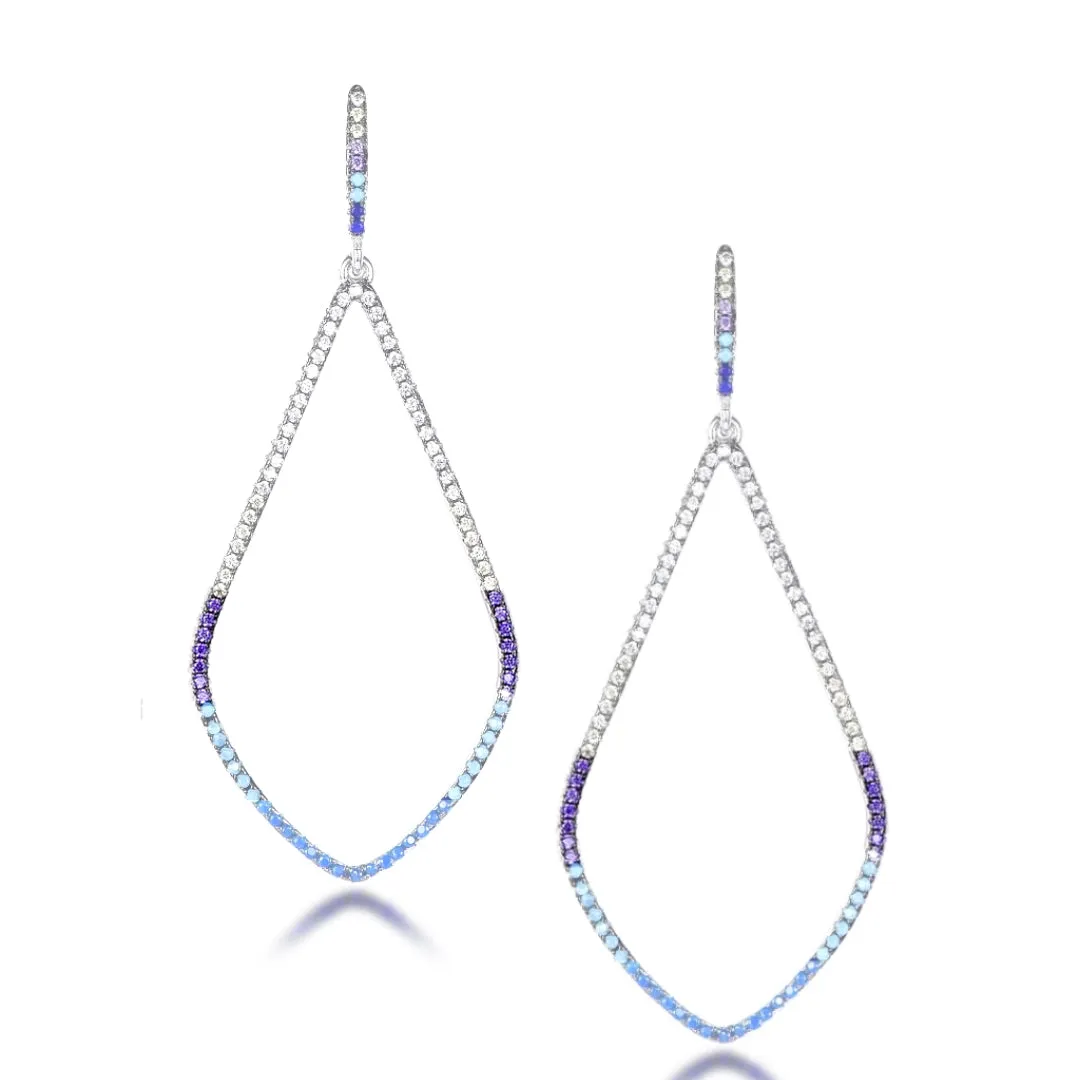 Comfortable Piece Polygonal Decoration Sterling Silver Teardrop Colorful Earrings