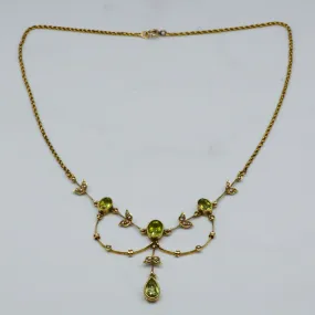 Edwardian Peridot & Seed Pearl Necklace | 16" | Stylish Spark Fashion Accessories