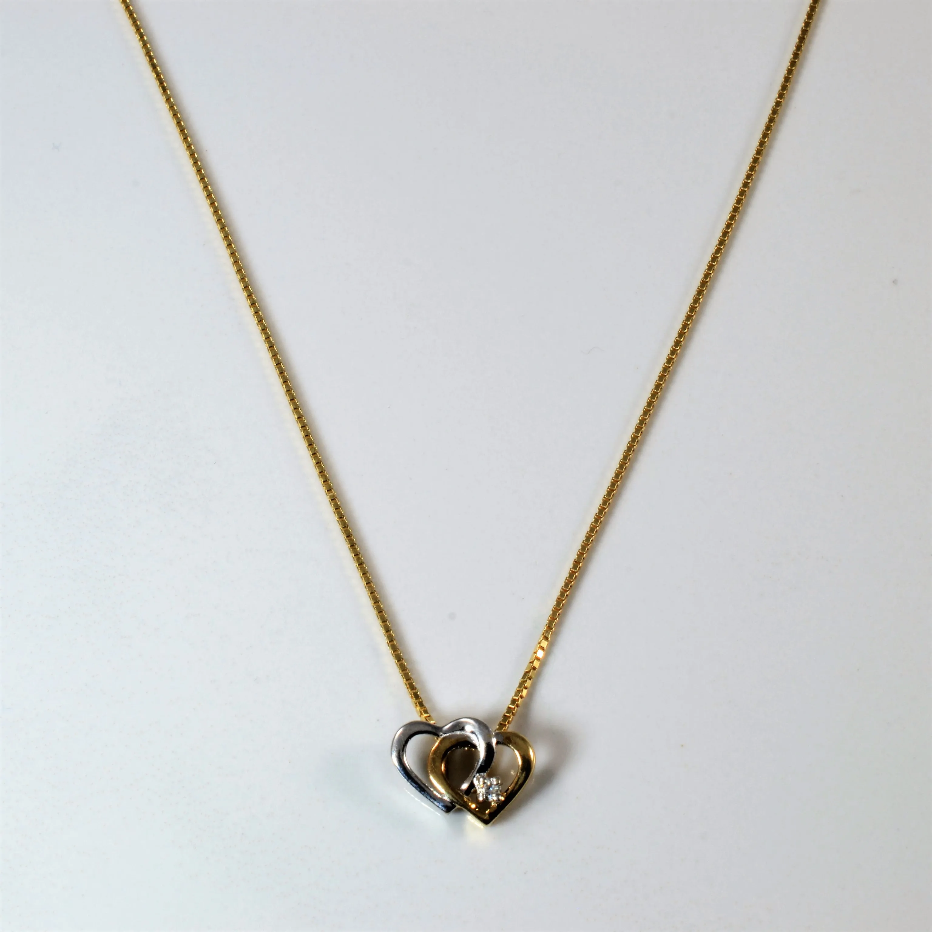 Diamond Double Heart Necklace | 0.015ct | 18" | Graceful Touch Color Pop
