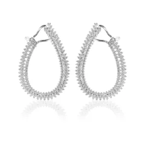 Minimalist Product High-Quality Look Sterling Silver Micro Pave Teardrop Loop Earrings