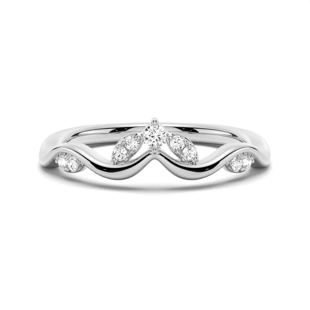 HighEnd Memento Minimalist Emblem Winding Willow Curved Moissanite Wedding Band