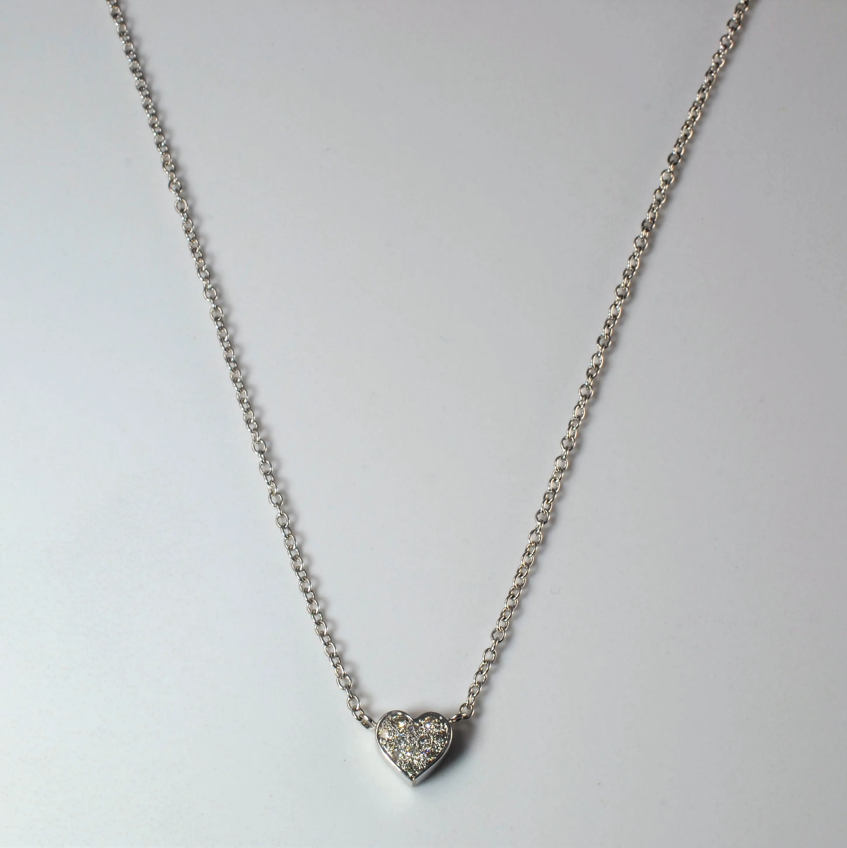 Cluster Diamond Heart Necklace | 0.08ctw | 16"| Boho Mood