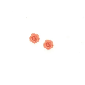 Stylish Ornament Peach or Blue Flower on 14k Gold Post Screwback Earring