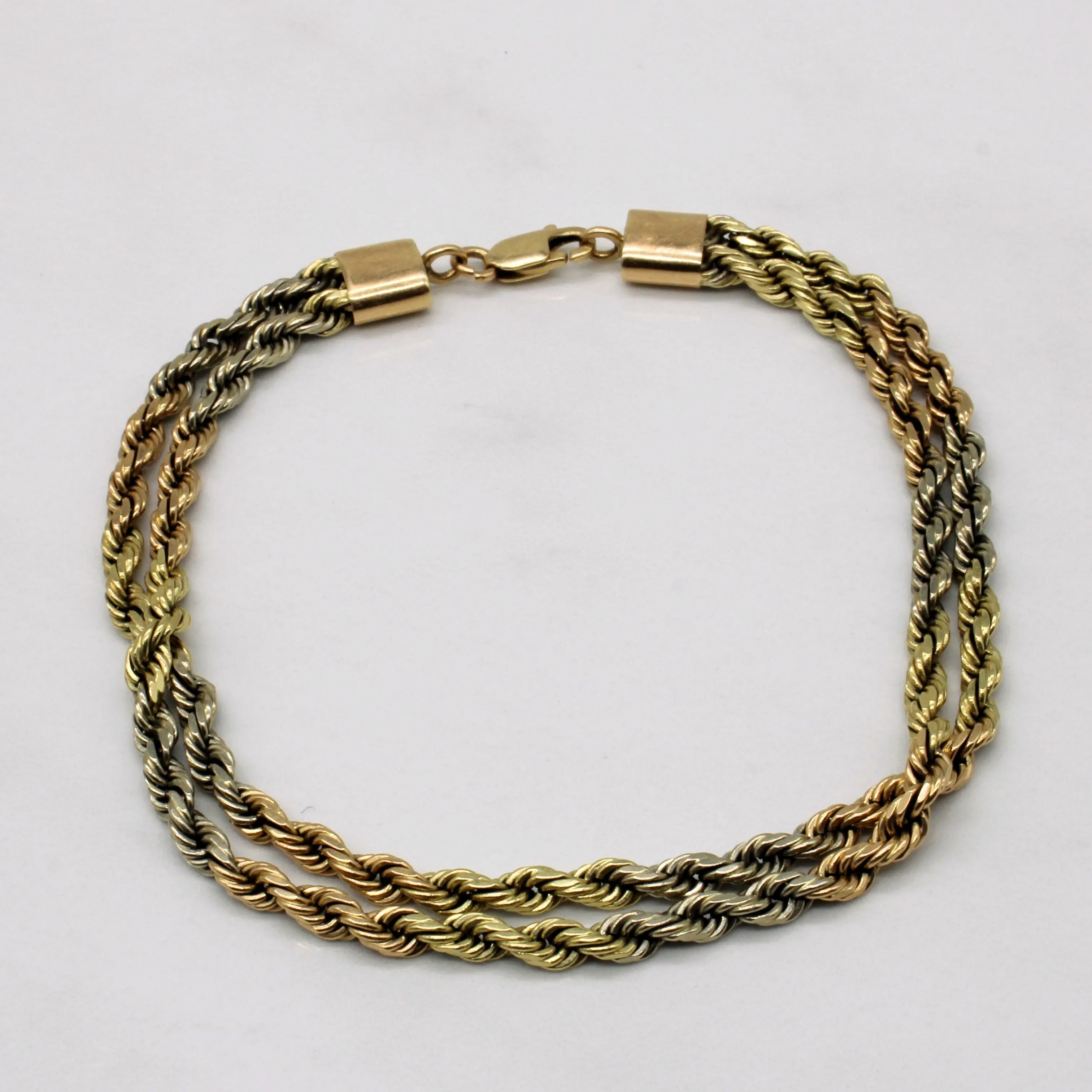 Lifestyle Match Timeless Mood Tri Tone Gold Rope Chain Bracelet | 8" |