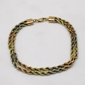 Lifestyle Match Timeless Mood Tri Tone Gold Rope Chain Bracelet | 8" |