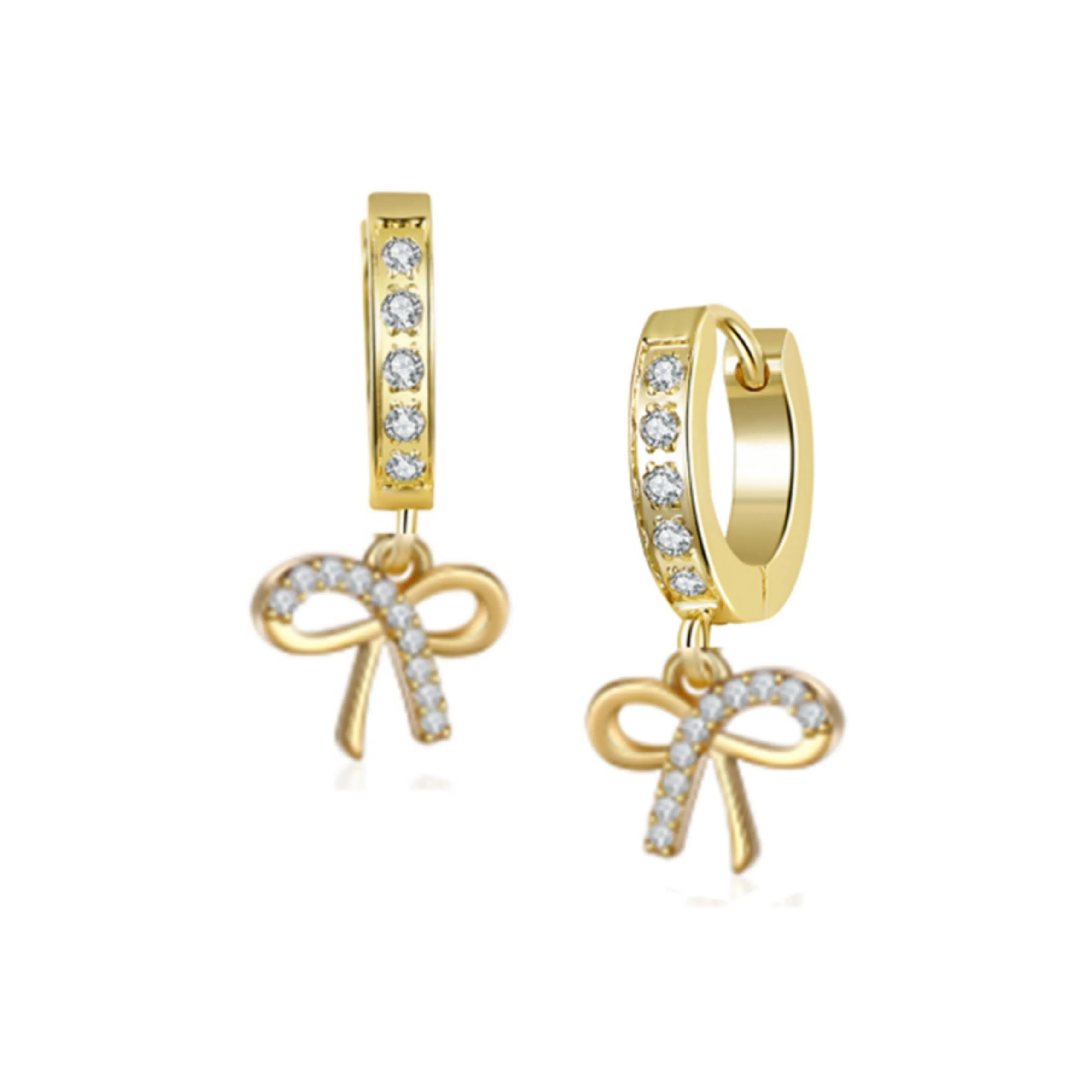 Surgical Steel CZ Bowknot Shape Earrings Star-Shaped Trinket