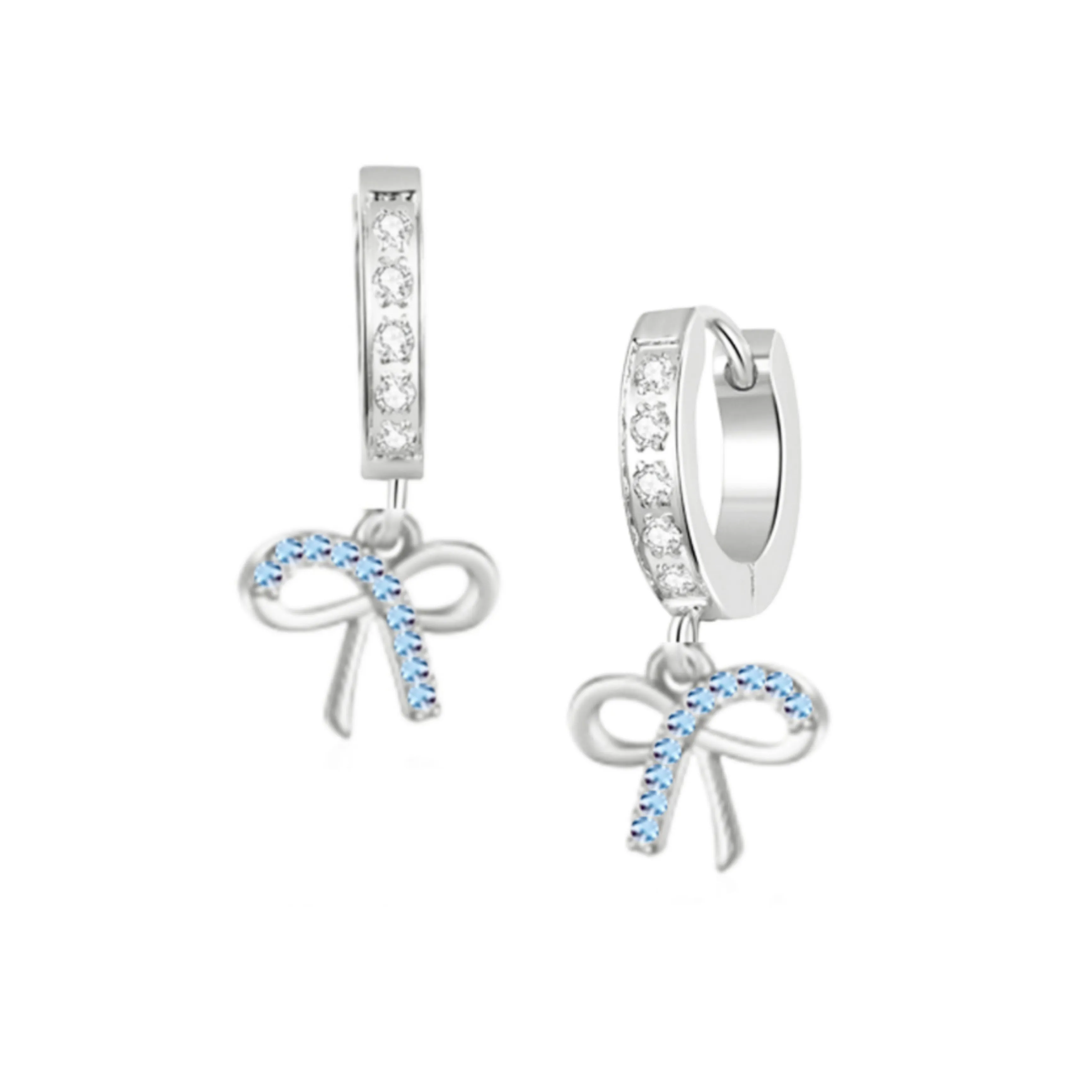 Pretty Accessory Glittering Selection Surgical Steel CZ Bowknot Shape Earrings