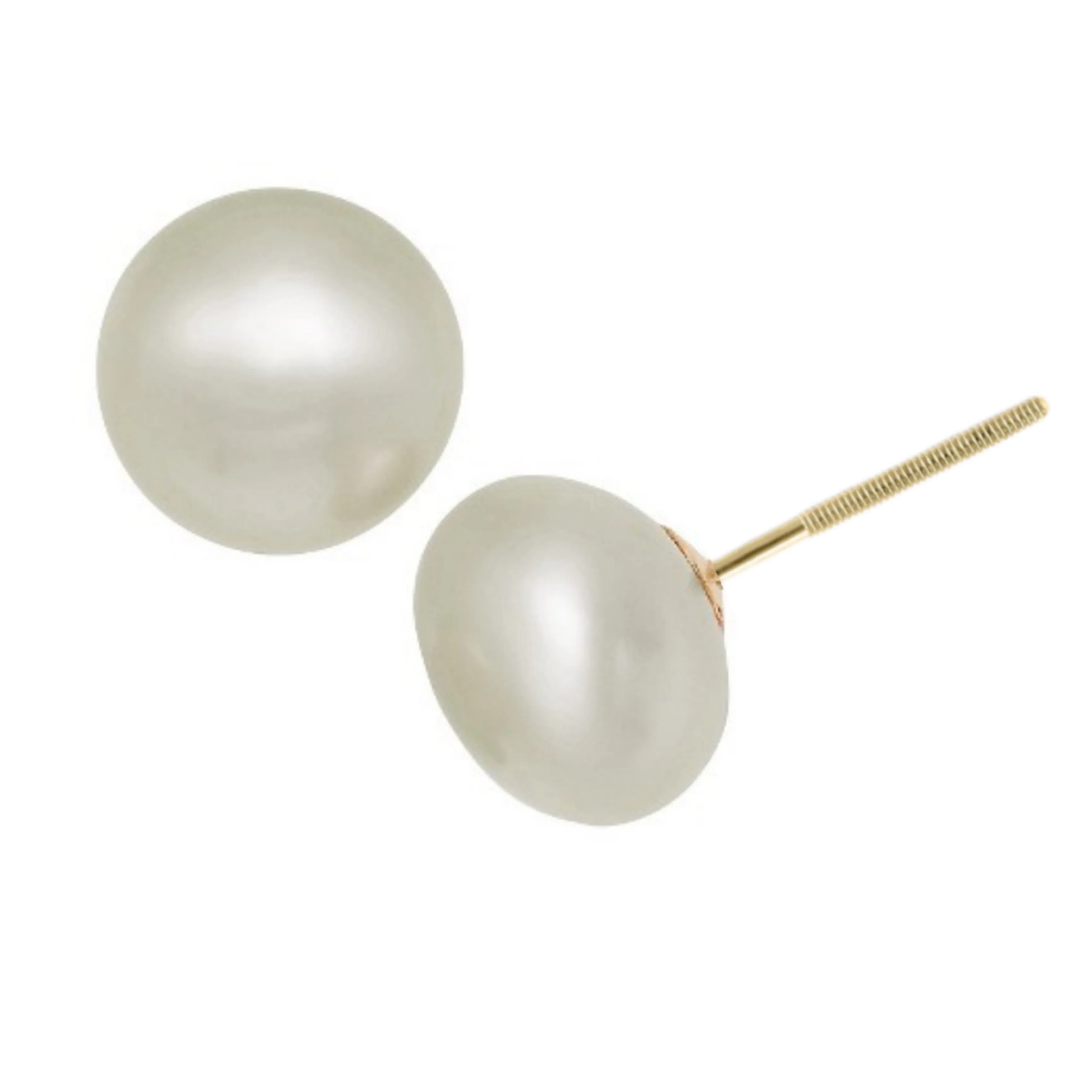 Freshwater Button Pearl Studs With Gold Plated Earring Backs Gorgeous Finish