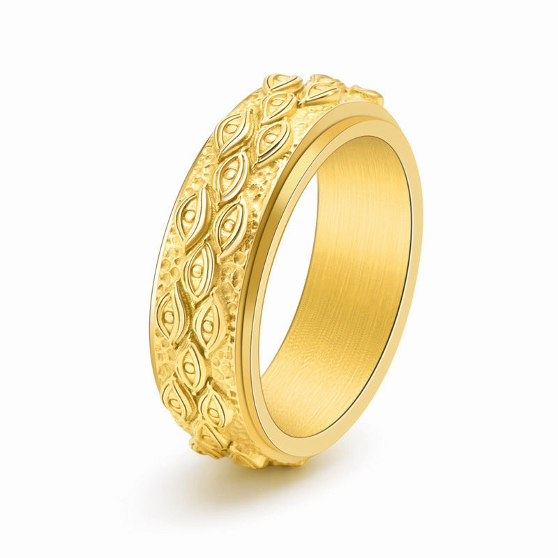 Everyday Look Shiny Embellishment Tungsten Carbide The Eye of God Men's Wide Wedding Band