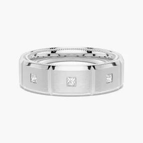 8mm Two Tone Matte Finish Princess Cut Moissanite Men's Band Gleaming Highlight