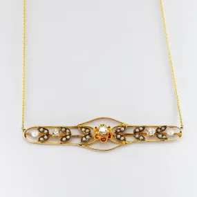 '100 Ways' Antique Diamond and Pearl Necklace | 0.22ctw | Vacation Mood Evening Style