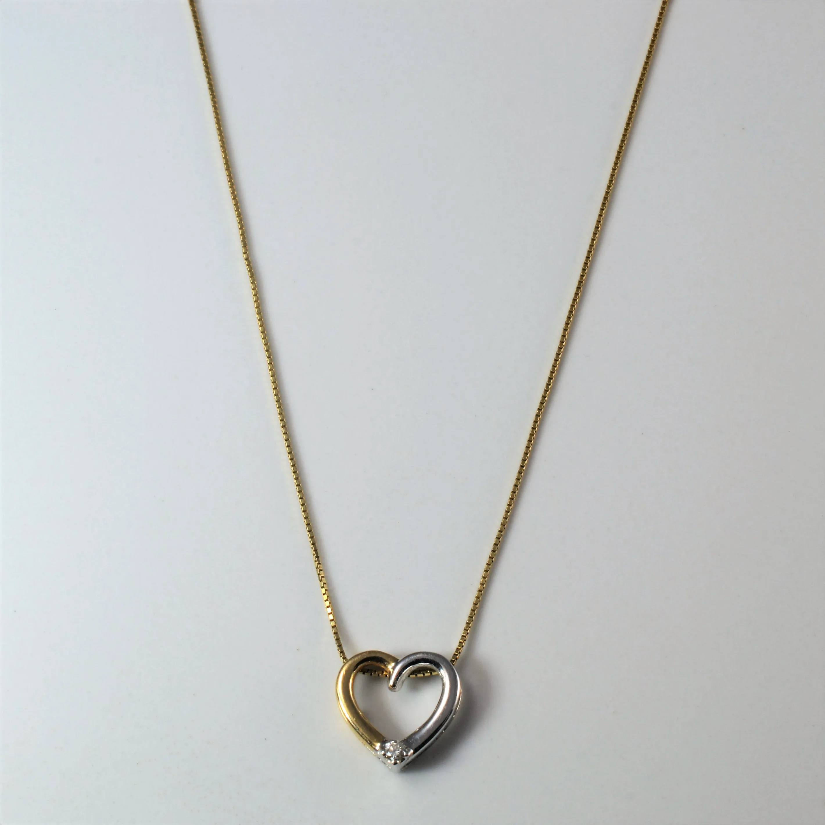 Allure Detail Two Tone Diamond Heart Necklace | 0.02ct | 18" |