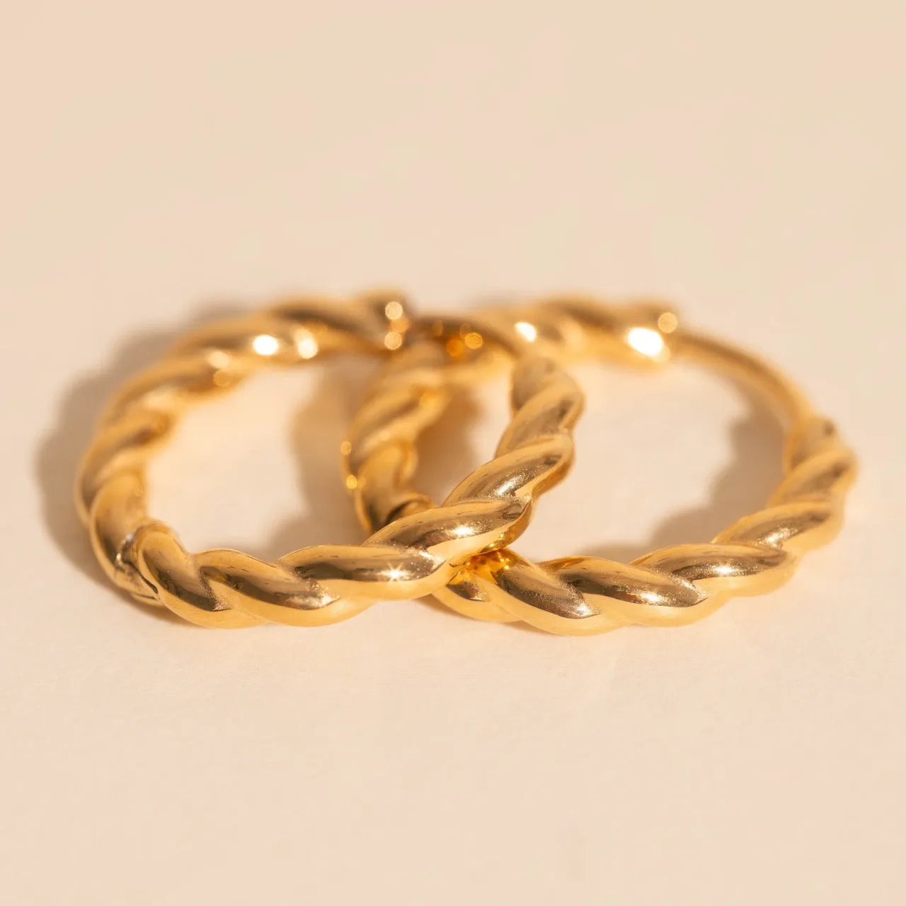 Round Adornment Twisted Rope Rounded Huggie Hoop Earrings