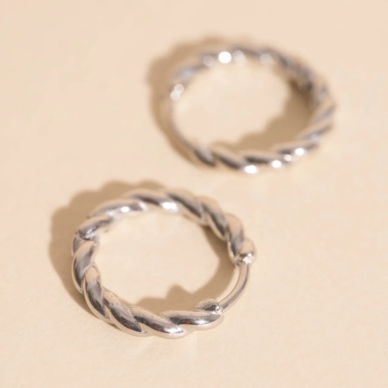 Twisted Rope Rounded Huggie Hoop Earrings Straight Item Elegant Vibe