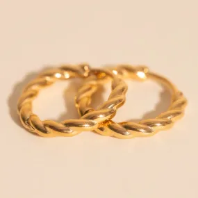 Twisted Rope Rounded Huggie Hoop Earrings Wedding Decoration Spiral Accent