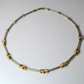 Impeccable Touch Timeless Gem Two Tone Bezel Set Diamond Station Necklace | 1.05ctw | 17" |