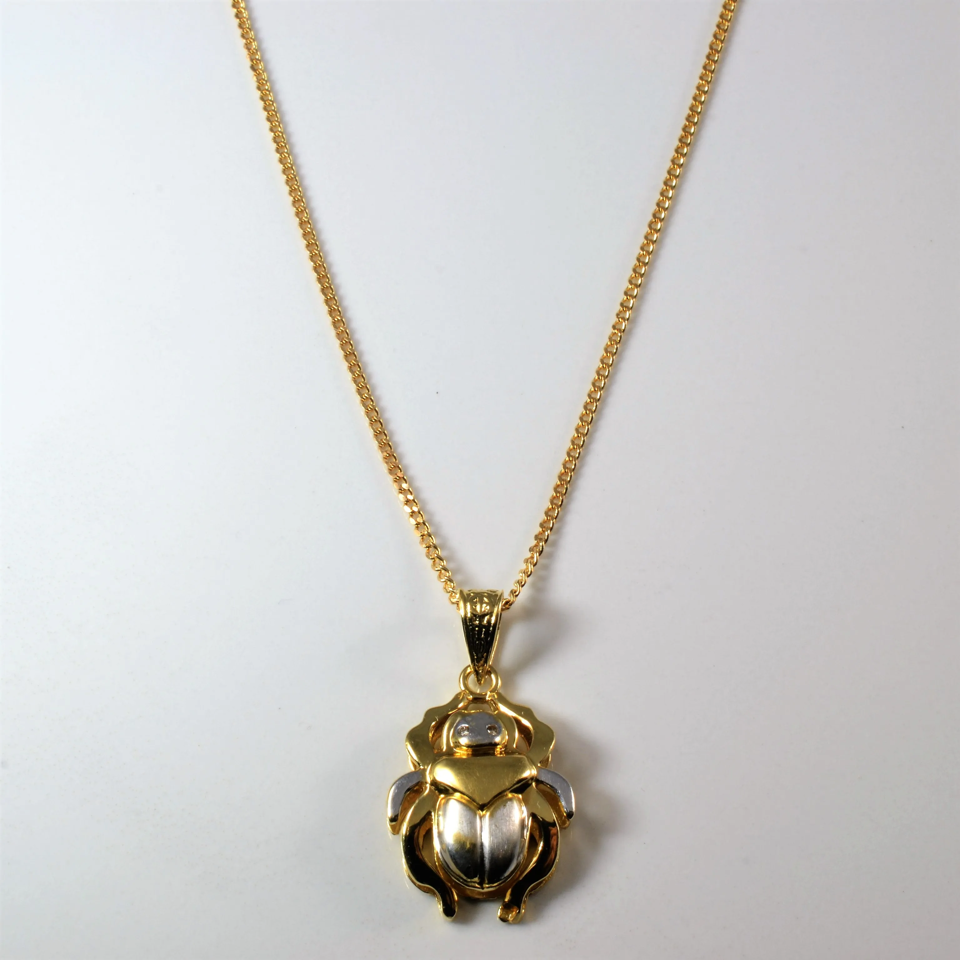Sophisticated Glow Two Tone Gold Scarab Necklace | 0.02ctw | 18" |