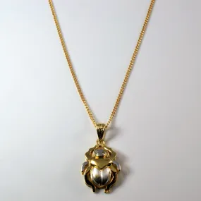 Sophisticated Glow Two Tone Gold Scarab Necklace | 0.02ctw | 18" |