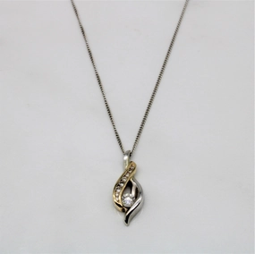 Airy Light Classic Pairing Two Tone Diamond Bypass Necklace | 0.28ctw | 18" |