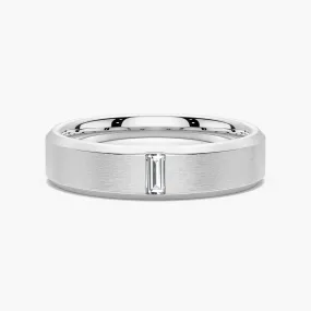 Fashion Night 5.7mm Satin Finish Emerald Cut Moissanite Men's Wedding Band