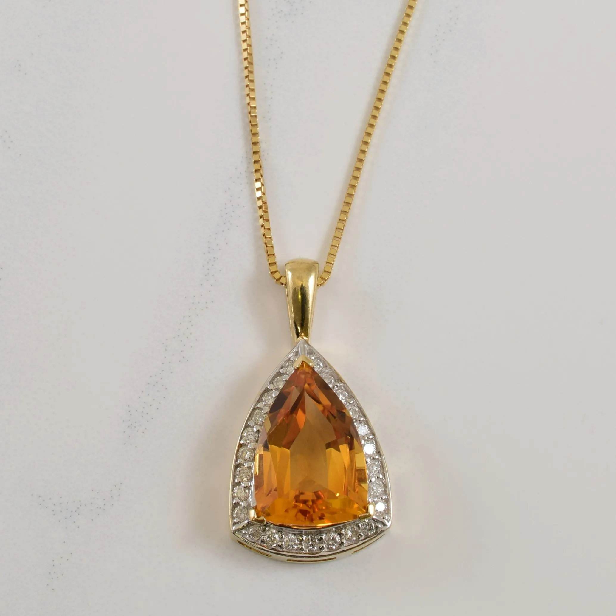 Citrine & Diamond Necklace | 4.00ct, 0.25ctw | 14.5" | Polished Lines