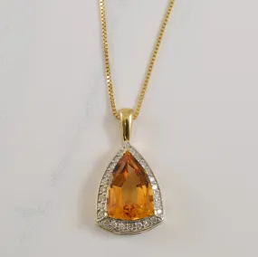 Citrine & Diamond Necklace | 4.00ct, 0.25ctw | 14.5" | Polished Lines