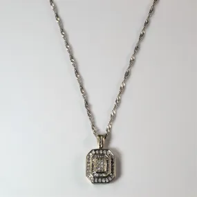Emerald Cut Shaped Diamond Cluster Necklace | 0.56ctw | 16" | Classic Outfit Golden Hour
