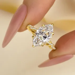 Casual Combo Luxe Appeal 4.0Ct Marquise Cut Twist Hidden Halo Engagement Ring Travel Ring In Sterling Silver