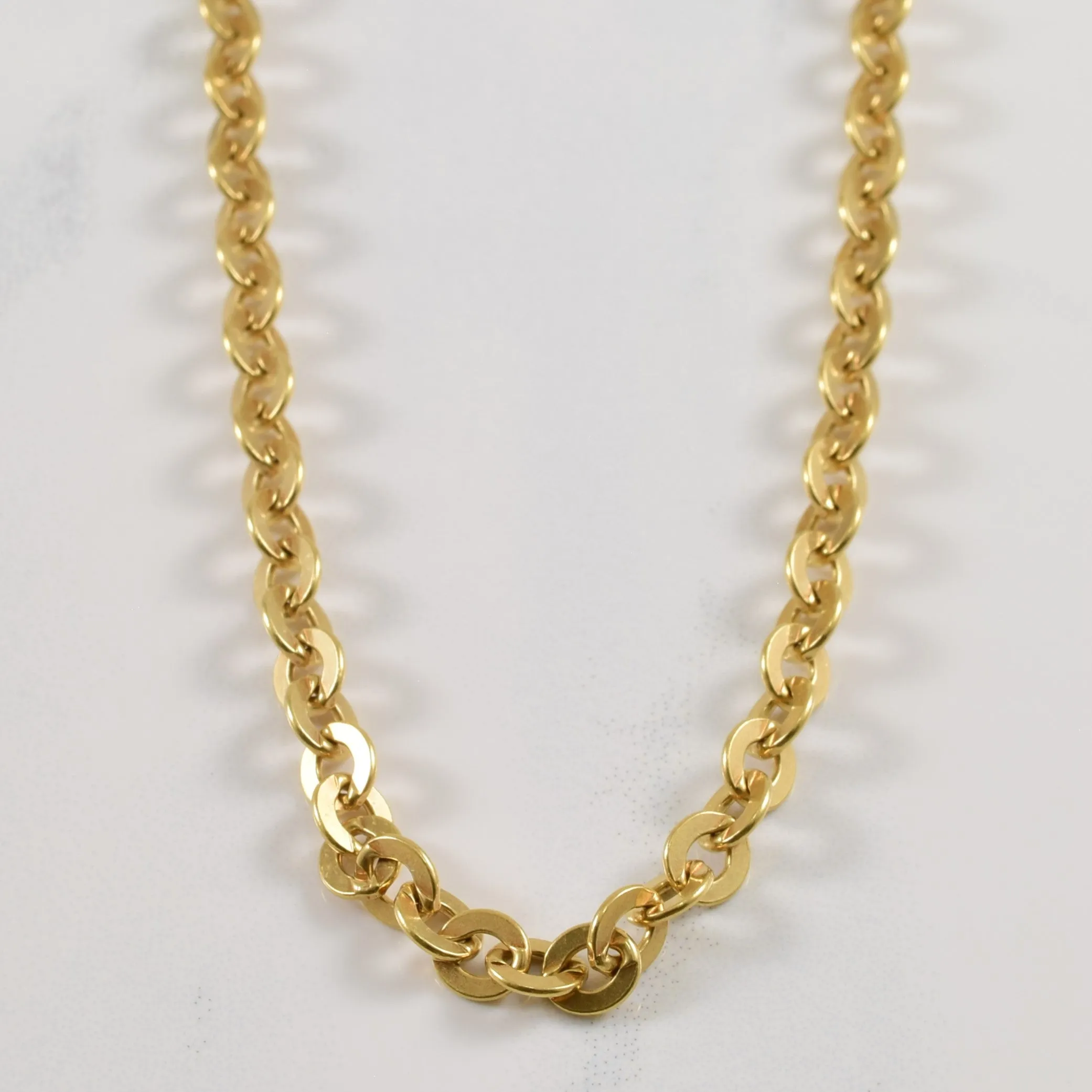 Vintage 18k Yellow Gold Flat Link Cable Chain | 24" | Casual Look