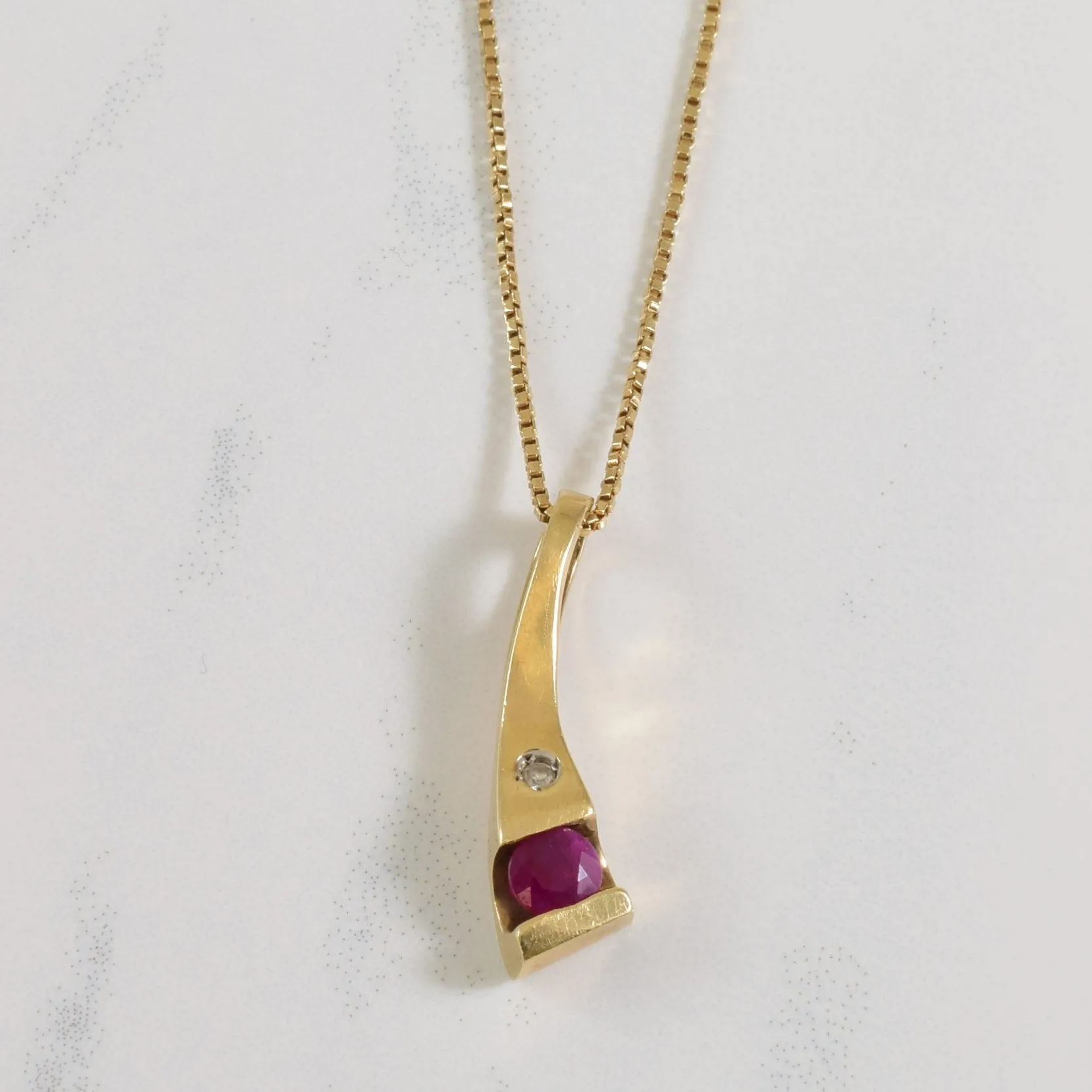 Holiday Glow Radiant Shine Finish Ruby & Diamond Necklace | 0.40ct, 0.01ct | 22.5" |