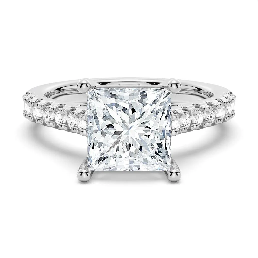 Gleaming Charm Princess Cut Pav?? Moissanite Engagement Ring
