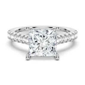 Princess Cut Pav?? Moissanite Engagement Ring Evening Event Lightweight Decoration