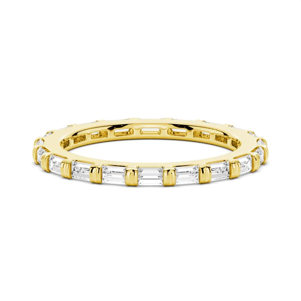 Casual Look Love Token 1.2 CT. Slim Baguette Moissanite Stackable Band