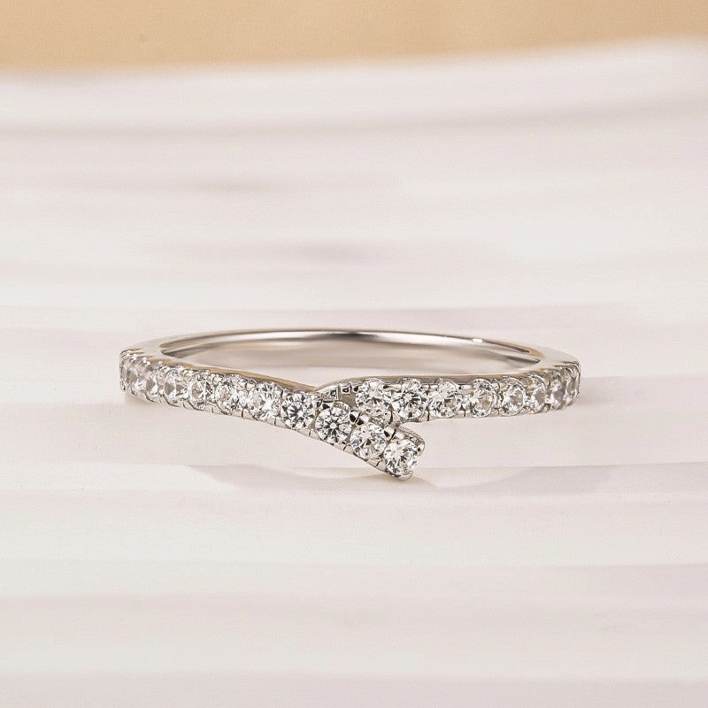 Unique White Gold Wedding Band In Sterling Silver Precious Finish Smart Casual