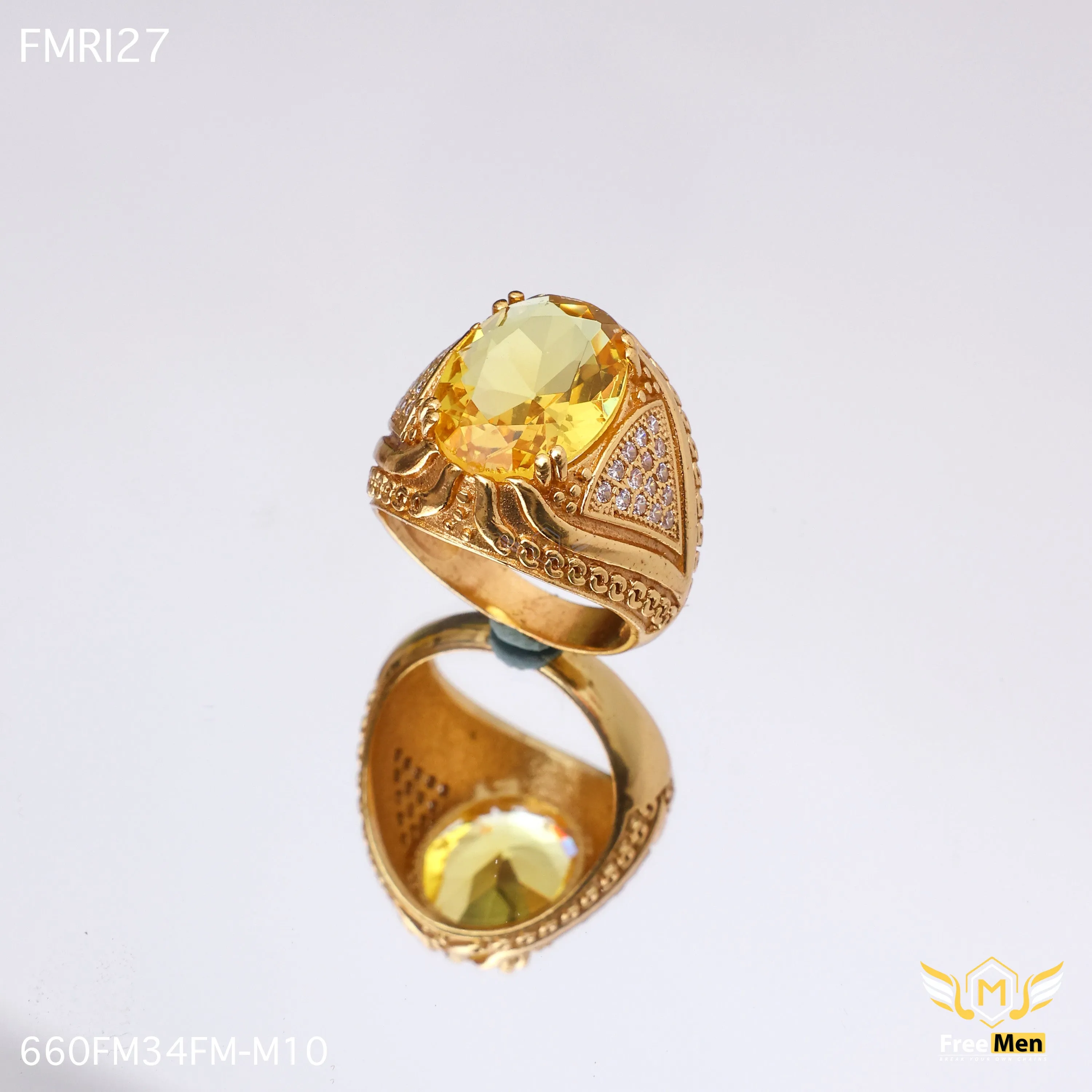 Freemen Oviform Yellow AD Design Golden Ring - FMRI27 Affordable Ornament