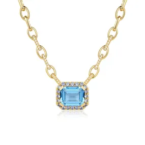 Romantic Finish "Aqua Earth Conservation Champion" Aquamarine and Sapphire Necklace