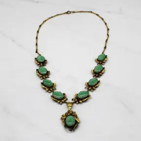 Refined Contour Jadeite Cabochon Bar Link Necklace | 18.50ctw | 17" |