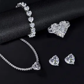 Louily Stunning Heart Cut Simulated Diamond 4PC Jewelry Set In Sterling Silver Seasonal Gift