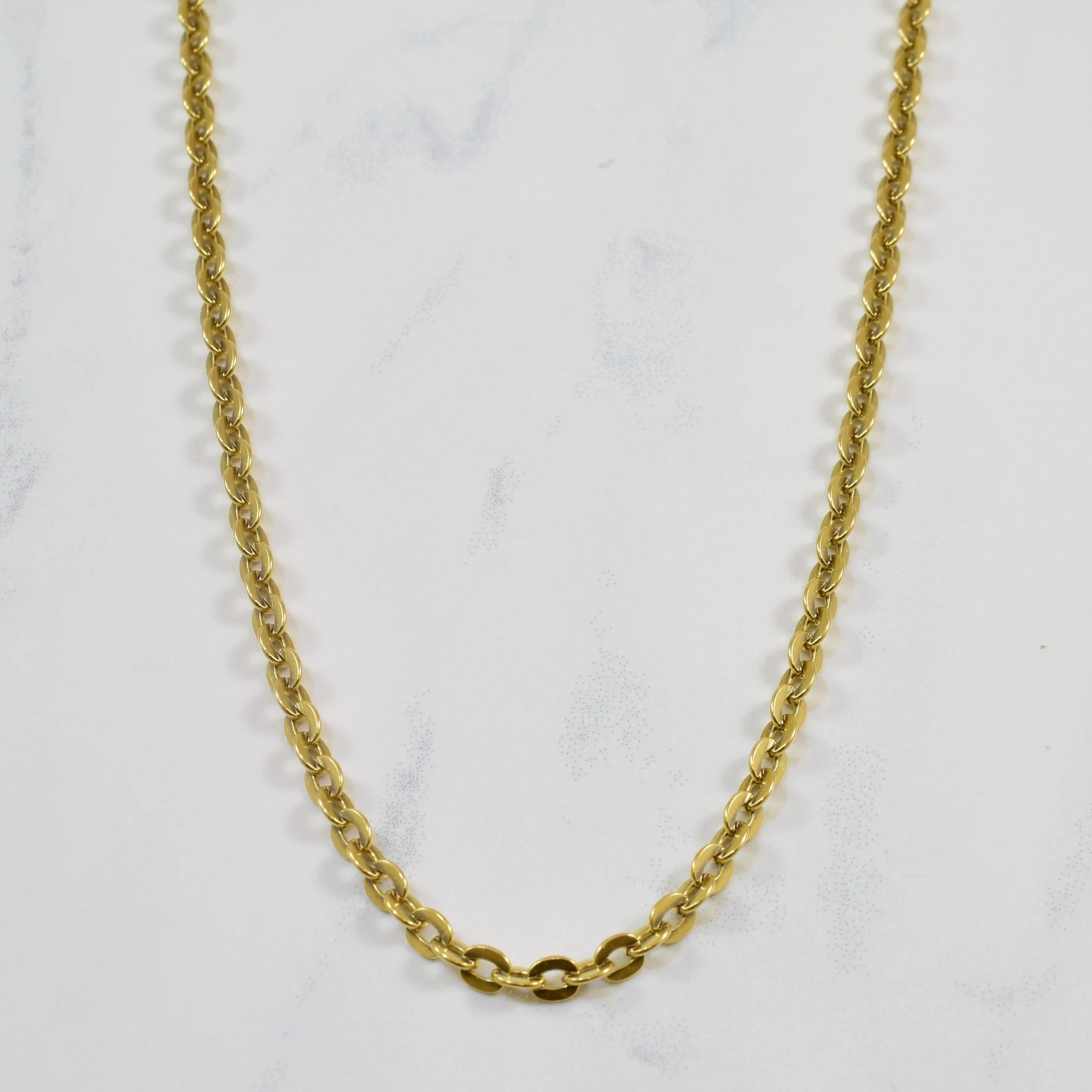 18k Yellow Gold Flat Link Cable Chain | 22" | Delicate Vibe Premium Style
