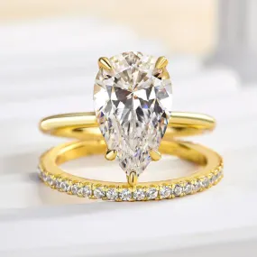 Signature Touch Lustrous Edge Louily Excellent 3.5Ct Pear Cut Wedding Ring Set In Sterling Silver