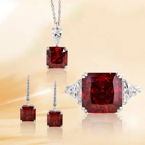 Radiant Surface Louily Noble Ruby Radiant Cut 3PC Jewelry Set