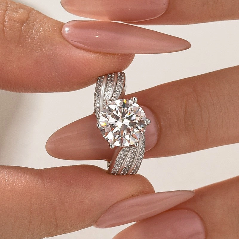 Moissanite 3.0 Ct Round Cut Twist White Gold Promise Ring Elegant accessories Bold piece