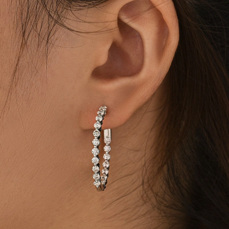 Moissanite 1.0Ct Sparkle Round Cut Women's Hoop Earrings In Sterling Silver Style Essential