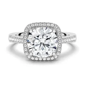 Stylish Product Four Prongs Pav?? Halo Moissanite Engagement Ring
