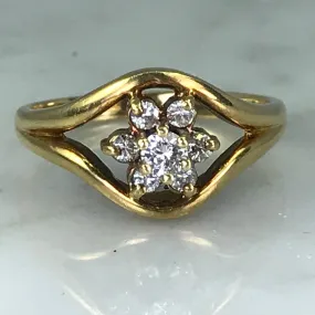 Vintage Diamond Cluster Ring. 14K Gold. April Birthstone. 10 Year Anniversary. Gift Pack Elite Choice