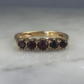 Vintage Garnet Band inYellow Gold. January Birthstone. 2 Year Anniversary. Stacking Ring. Contemporary Simplicity