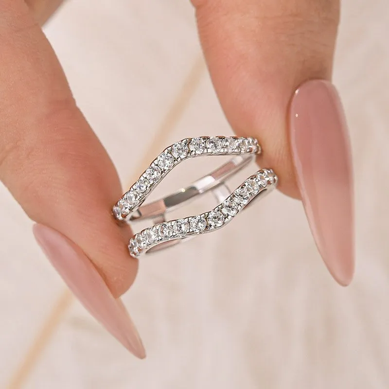 Dainty Appeal Lifestyle Match Vintage Insert Wedding Band Engagement Ring Enhancer In Sterling Silver