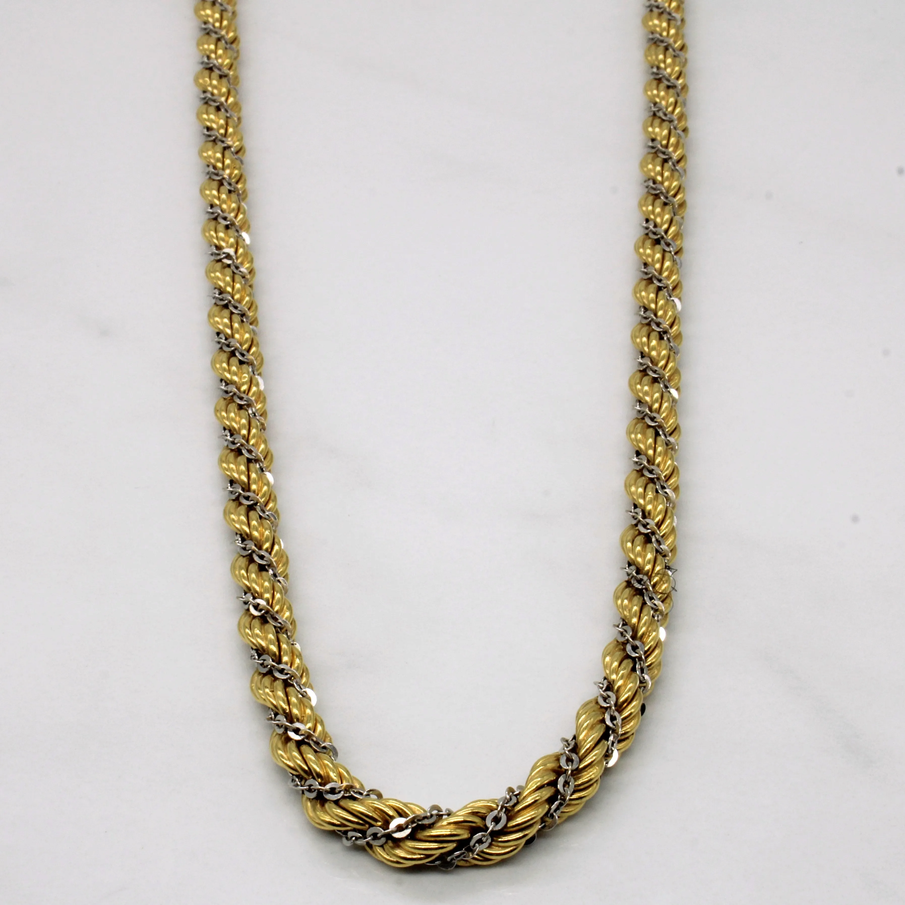 Artistic Touch Vintage Italian 18k Two Tone Gold Rope Chain | 22" |
